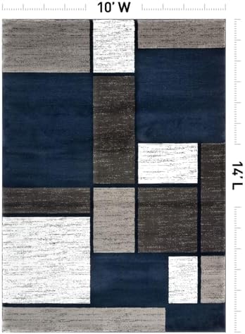 Rugshop Geometric Boxes Modern Large Fade-Resistant Area Rug Navy 10' x 14' - Image 2