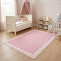 Garvee Entryway Rug 3x5 Washable Bordered Modern Rug Foldable Low Pile Pink by Garvee