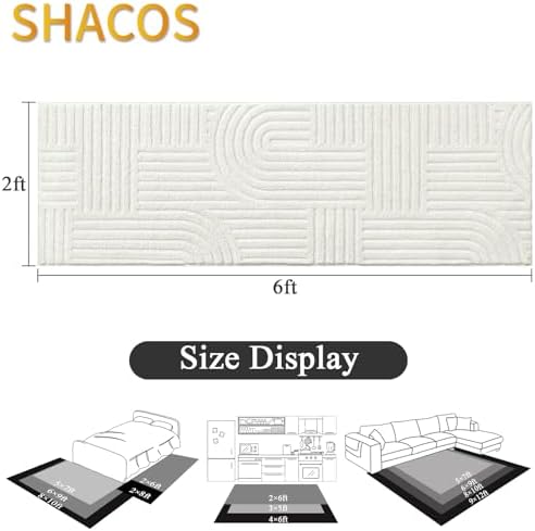 SHACOS Soft Cozy Fluffy Arch Pattern High Low Pile Runner Rugs 2'x6' Non Slip - Image 2