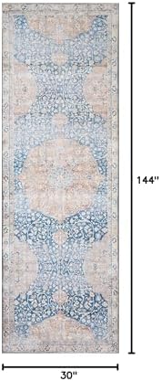 Loloi Layla Blue/Tangerine 2'-6" x 12'-0" Runner Rug - Image 2