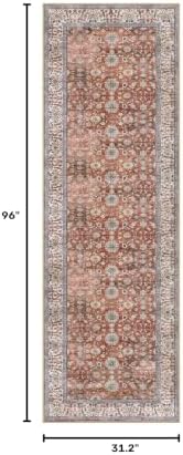 KUTA Vintage Washable Runner Rug 2.6x8 Red Clay Runners - Image 2