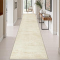 3x14 Washable Runner Rug：Modern Abstract Kitchen Soft Carpet Beige by FXRHLP