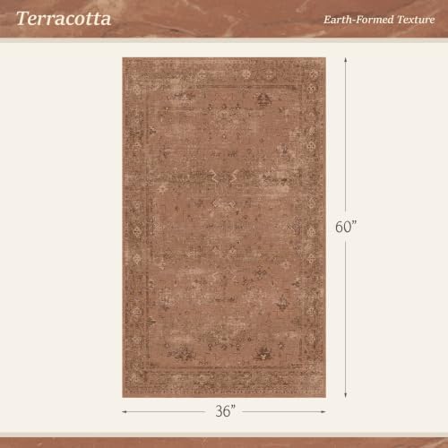 Terracotta 3x5 Washable Entryway Rug, Non-Slip Small Indoor Rug - Image 2