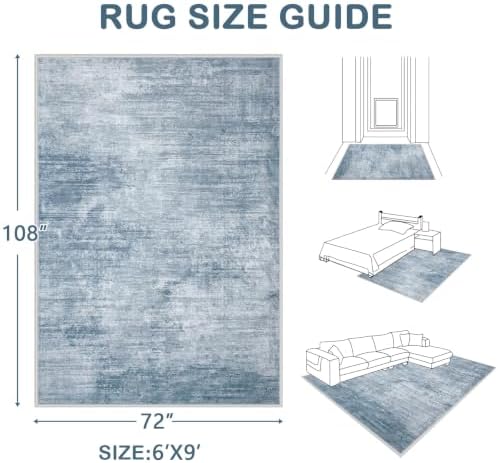 Area Rugs 6x9 Living Room: Washable Rug Modern Abstract Large Rugs Soft Non - Image 2