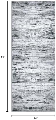 Lansny Modern Abstract Washable 2x5 Runner Rug Non Slip Kitchen Rugs - Image 2