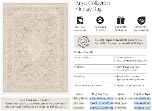 HUGEAR Beige 2x8 Runner Rugs for Hallway Washable Rug Carpet - Image 3