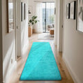 Teal Blue 2x6 Area Rugs for Bedroom, Fluffy Rug Small Carpet Bedside Rug by Yongyangjuxi
