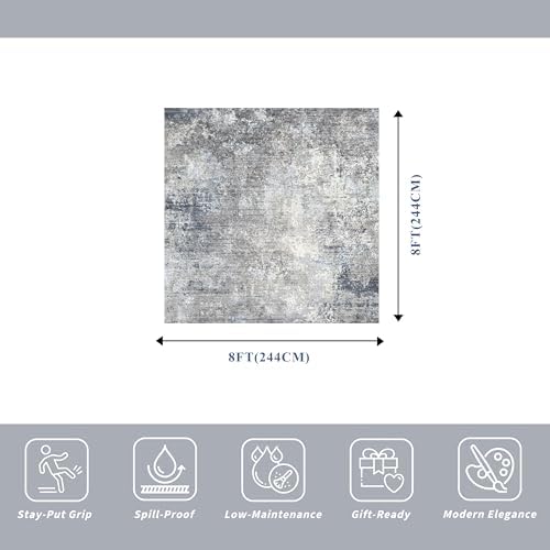 8x8 ft Square Living Room Rug - Image 2