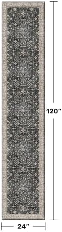 Black Boho Washable 2x10 Hallway Runner Rug - Image 2