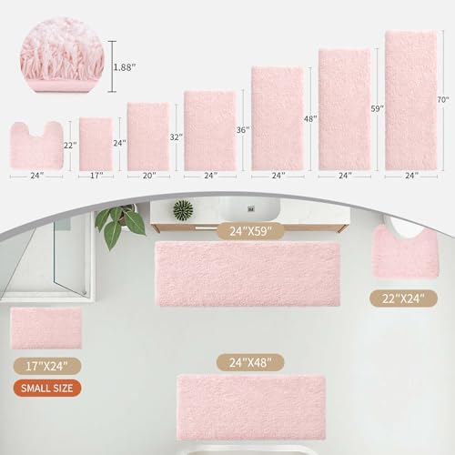Disolla Sakura Pink Bathroom Rugs 20x32, Non-Slip Plush Thick Bath Mat - Image 2