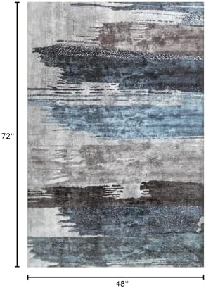 Ciicool 4x6 Area Rugs for Living Room, Modern Abstract Washable Carpet Navy - Image 2