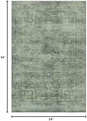 2x3 Washable Boho Entryway Area Rug Teal Non-Slip Front Door Mat - Image 2