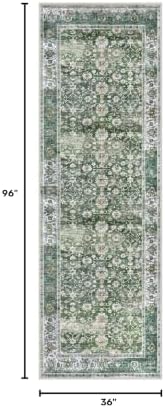 KUTA Vintage Wide Runners for Hallways 3x8 Green Washable Kitchen Runner - Image 2