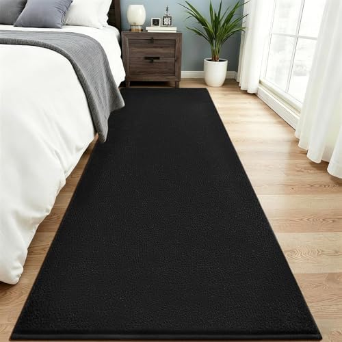 Vasofe Black Runner Rug, 2x8 Long Non Slip Hallway Rug, Bedroom Runner Rugs by VasofeSoftFluffyRugs
