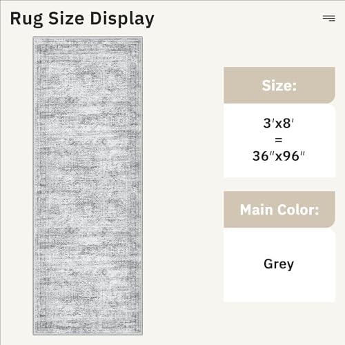 Soalmost Washable Kitchen Runner Rug 3x8 Hallway Entry Rugs Non-Slip - Image 5