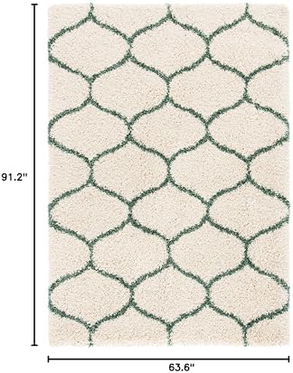SAFAVIEH Hudson Shag Rug 5'3"x7'6", Soft Plush Modern Ivory & Green SGH280H - Image 2