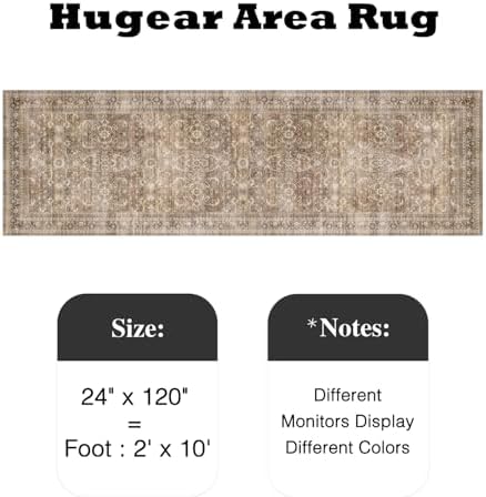 HUGEAR 2x10 Brown Vintage Distressed Washable Runner Rug - Image 2
