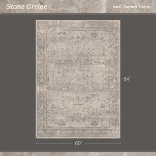 TALANOVA Greige 5x7 Washable Area Rug - Image 2