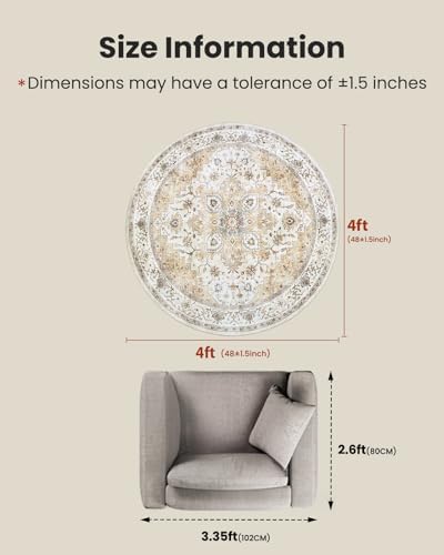 Amada Round 4x4 Washable Area Rug - Image 2