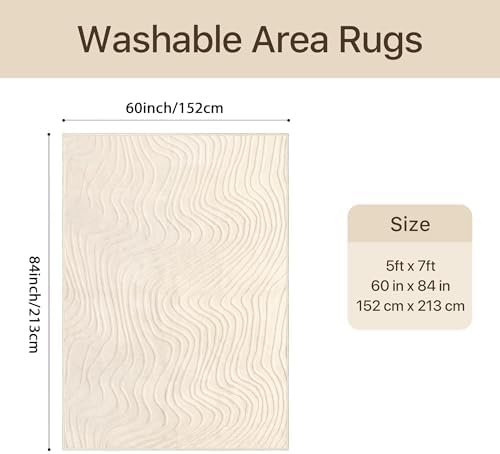 GENIMO Beige Rug 5x7 Washable Area Rugs - Image 2