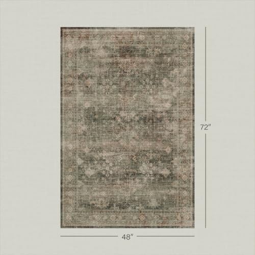 Vintage Moss Green 4x6 Area Rug - Image 2