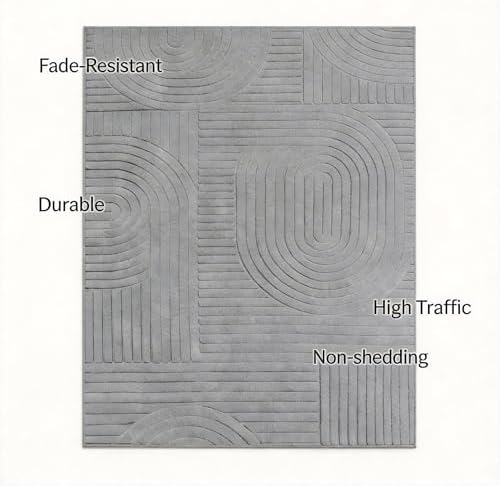 Grey Solid Area Rug 8x10, Large Washable Soft Rugs - Image 3