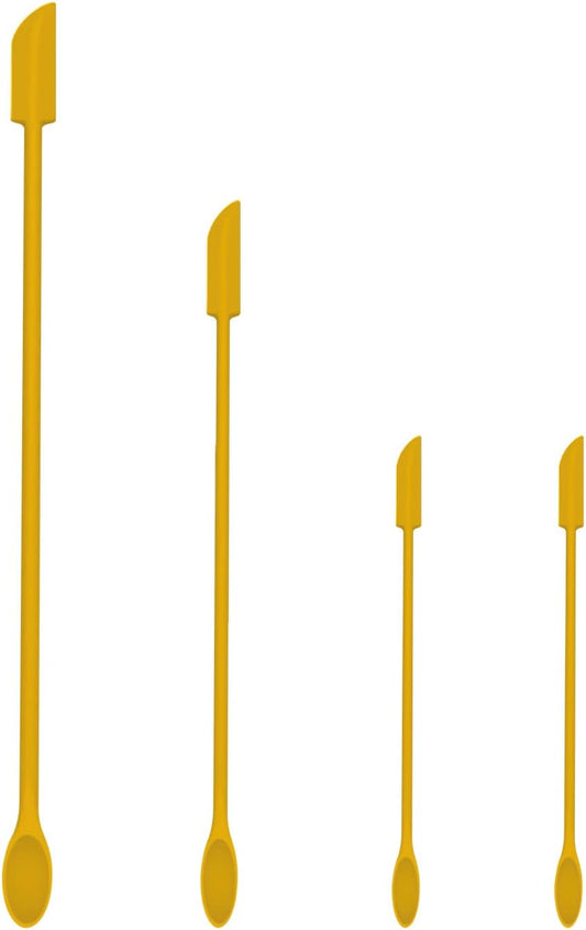 Mini Spatula Silicone Spatula Set - 4pcs Small Makeup Scrapers for Cosmetics, Reusable Beauty Tiny Tools, Thin Jar Scraper, Get the Last of the Makeup Out of the Bottle(Yellow)