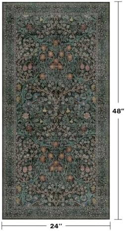 Dark Green 2x4 Rug Runner, Entryway Rugs, Small Runners - Image 2