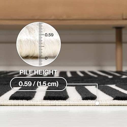 JONATHAN Y Hallie High-Low Curve Black/White 4x6 Indoor Area Rug, Minimalist - Image 2