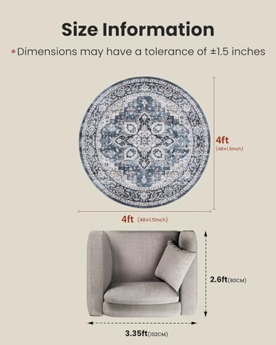 Amada Round 4x4 Washable Area Rug - Image 2