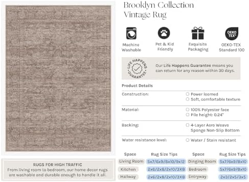 HUGEAR Brown Runner Rug 2x8 Washable Neutral Rug - Image 3