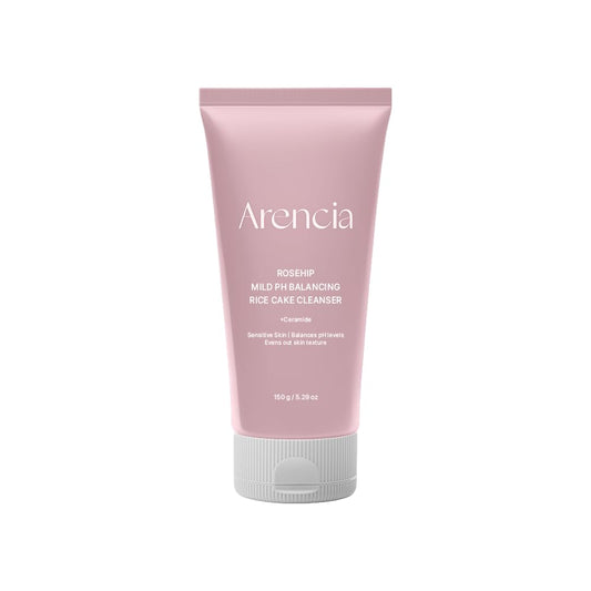 Rosehip Rice Cake Cleanser, pH Balancing Face Wash with Ceramide for Sensitive Skin, 5.29 oz