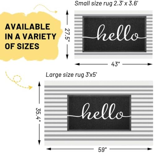 KILOCOCO Striped Rug 3x5 ft Washable Woven Front Door Rug - Image 2