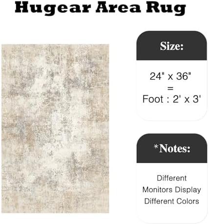 HUGEAR 2x3 Beige Brown Abstract Washable Area Rug - Image 2