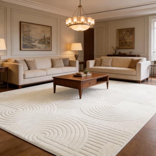 Beige Geometric 5x7 Solid Area Rug, Washable by SWGRTCarpet