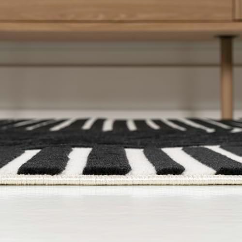 JONATHAN Y Hallie High-Low Curve Black/White 4x6 Indoor Area Rug, Minimalist - Image 7