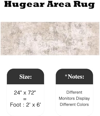 HUGEAR 2x6 Beige Abstract Washable Runner Rug - Image 2