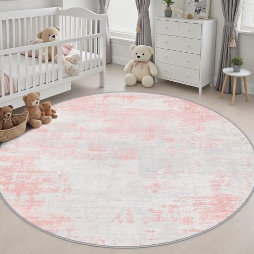 Round Area Rug Living Room: 8 ft Modern Washable Indoor Carpet - Image 5