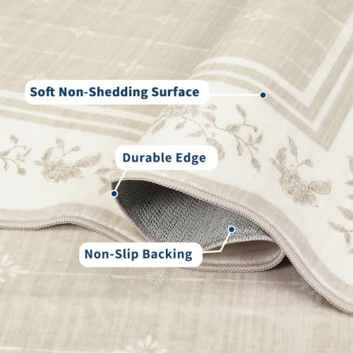 Garvee Scollaped Rugs for Living Room 5x7 Area Rugs for Bedroom Soft Beige - Image 2