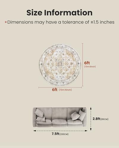 Amada Round 6x6 Washable Area Rug - Image 2