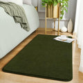 Amearea Modern Washable Runner Rugs, 2x4 Olive Green Bedroom Runner Rug by AmeareaDirect
