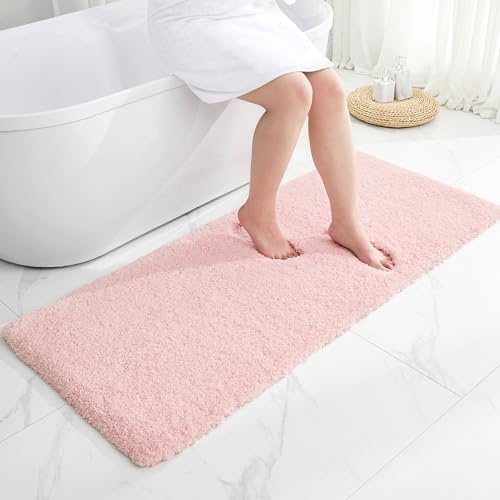 Disolla Pink Bathroom Runner Rug 24x70, Plush Extra Large Bath Mat by Disolla