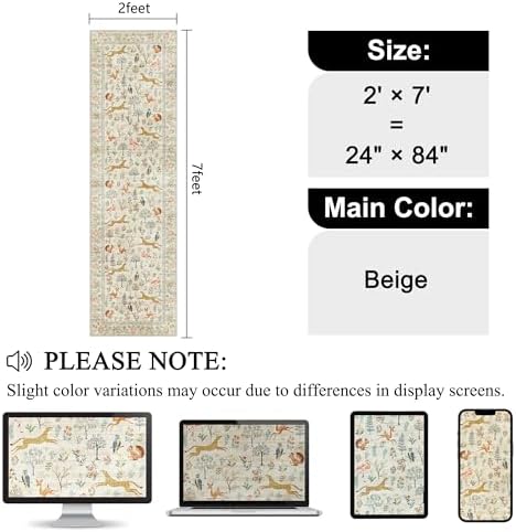 DUKINO 2x7 Runner Rug for Hallway, Washable Kitchen Rugs Non Slip - Image 2