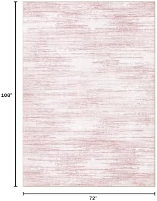 Area Rug Living Room-6X9 Abstract Washable Rug Pink - Image 2