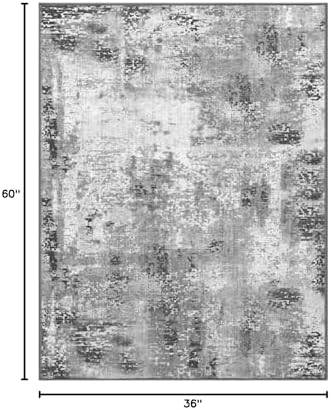 Entryway Rug 3x5 Grey Bedroom Area Rug Washable Non Slip Abstract Boho Rugs - Image 2