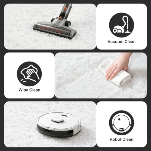 Shag Area Rugs for Bedroom Living Room, 5X8 Ultra Soft White Fluffy Area Rugs - Image 6