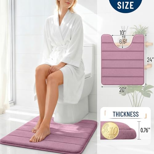OLANLY Memory Foam Toilet Rugs U Shaped 24x20, Super Soft and Absorbent - Image 4