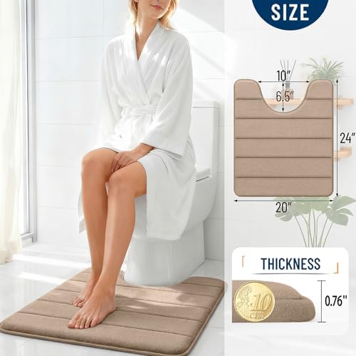 OLANLY Memory Foam Toilet Rugs U Shaped 24x20, Super Soft and Absorbent - Image 4