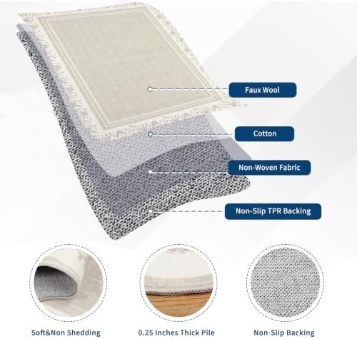 Garvee Scollaped Rugs for Living Room 5x7 Area Rugs for Bedroom Soft Beige - Image 3