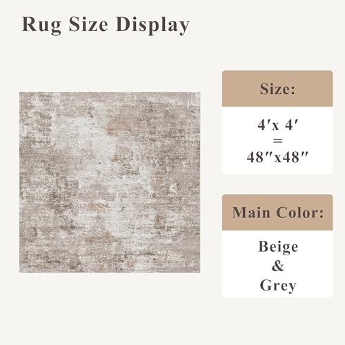 4x4 Square Entryway Rug Washable – Non-Slip Small Area Rug - Image 2